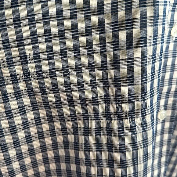 Vintage 60s/70s J.F. Austin Shirtmakers blue & white check short sleeve shirt - Picture 4 of 9